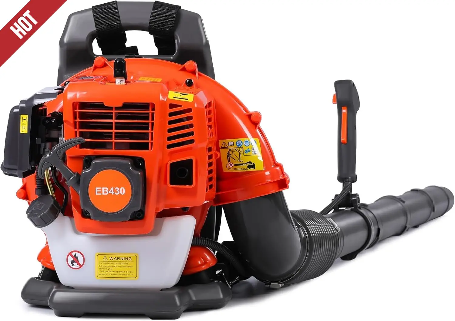 

52cc Backpack Leaf Blower – Gas Powered 550 CFM 230 MPH High Airflow for Lawn Care, Low-Vibration Harness, Clears Leaves