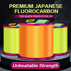 Zukibo linha de pesca com revestimento de fluorocarbono, 500m, super forte, monofilamento japonês, afundamento rápido, linha de pesca invisível