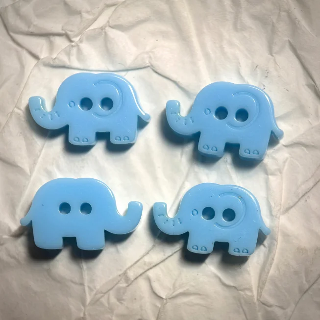 Blue 15mm Small Elephant Resin Button for Summer Shirt Cotton Linen Coat Notebook Dress Unique Style