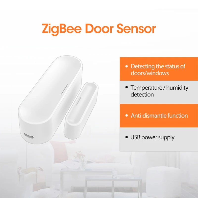 Tuya Zigbee Sensor inteligente para puerta/ventana de garaje, CR123A, alimentado por batería o carga USB, funciona con TUYA Smart Hub