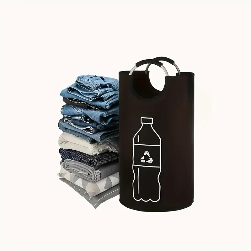 Large Capacity Canvas Folding Recycling Bin Space-Saving Storage Basket for Kitchen Office Durable Sturdy Kitchen Garbage Bin
