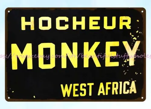 discount wall art plaque Zoo animal Hocheur Monkey West Africa metal tin sign