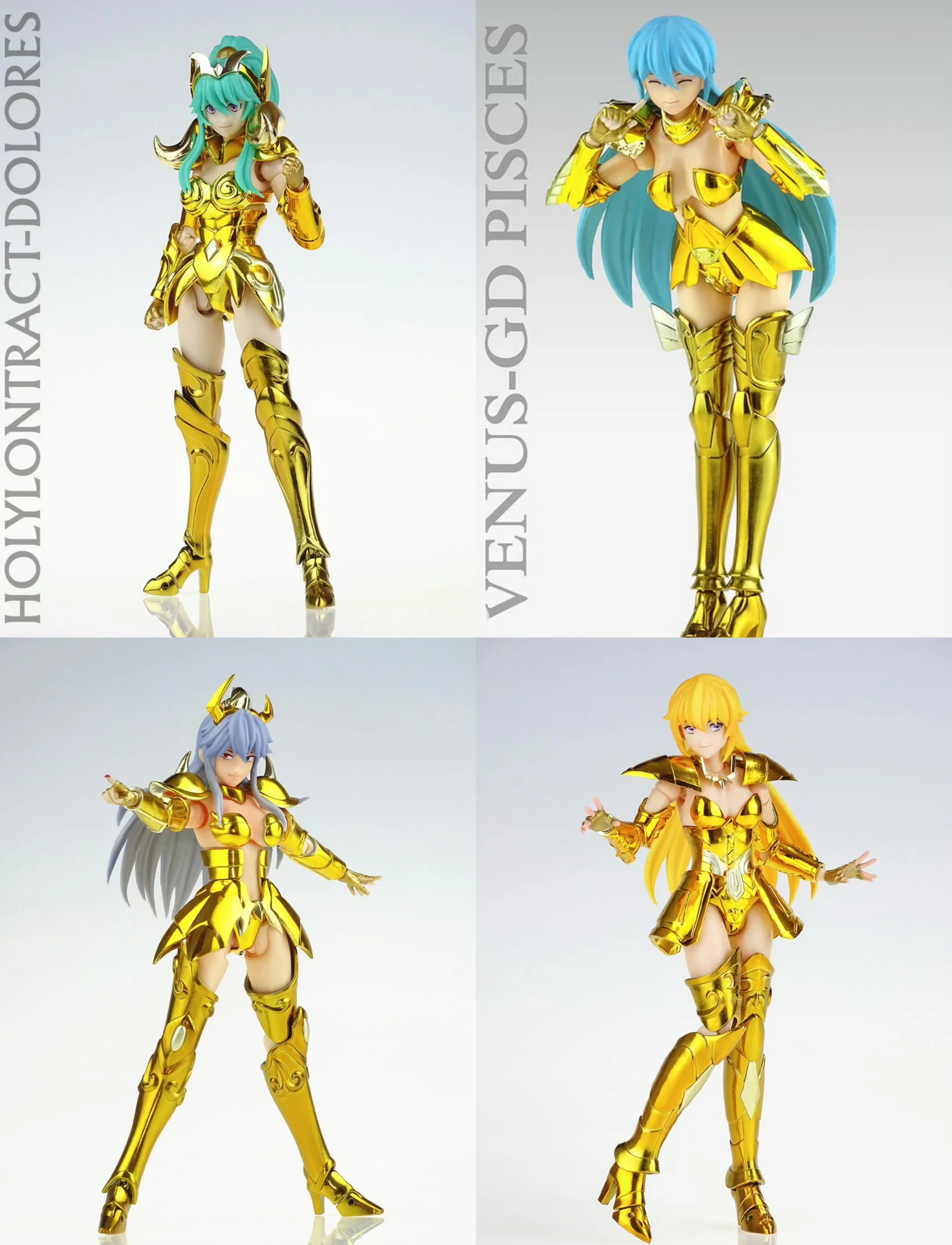 Great Toys/GT Saint Seiya Aries Dolores, Pisces Venus, Scorpio Geraldine, Virgo Vena, Figura de Acción de los Caballeros del Zodíaco del Pacto Sagrado