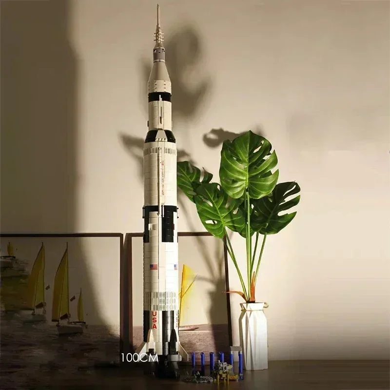 Bloques de construcción Apollo Saturn V 92176, serie de ideas de cohetes espaciales, juguetes educativos para niños, regalos de cumpleaños y Navidad