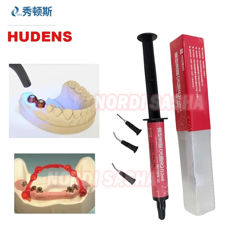 

12 мл/шприц, красная стоматологическая смола Hudens Pattern LC для моделирования, материал для изготовления зубных протезов в зуботехнической лаборатории, CAD/CAM