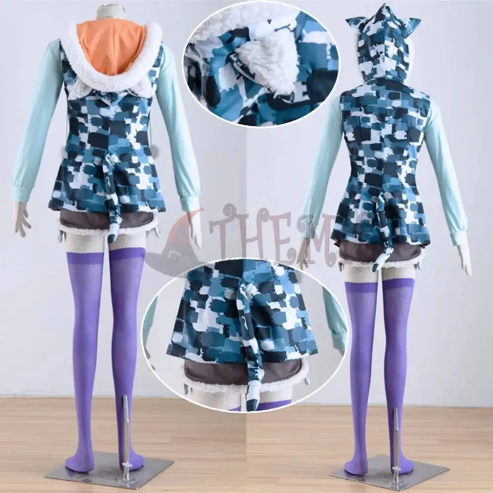 Athemis SUPERSONICO Camouflage Cosplay Costume Kit Hooded Jacket T-shirt Necklace Skirt 5 PCS For Halloween Game Party