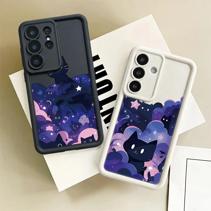 Phone Cover Case for Samsung Galaxy S26 Ultra S23 FE S20FE S25 S24Ultra S24 Plus S21 S25 Edge S22 Cute Cartoon Cat