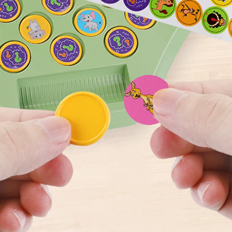 Kids Memory Game Educational Flip Board Toy Animal Fruit Dinosaur Logical Thinking Multi‑Player Learning Gift for 3‑6 Years Baby