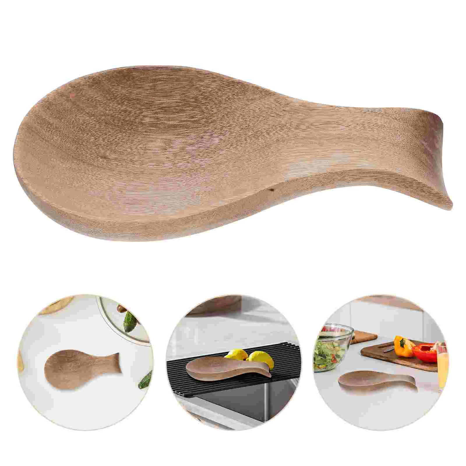 

Spoon Rest for Kitchen Counter Small Tools Ladle Holder Countertop Stove Wooden Tableware