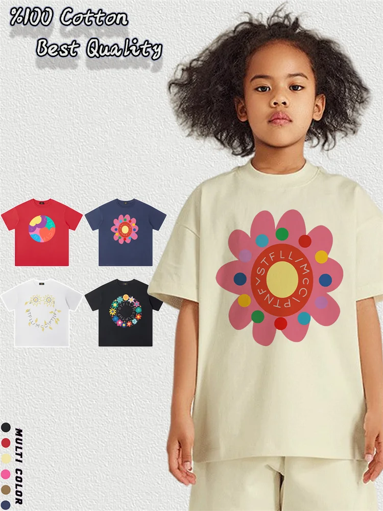 

Cute Kids Summer Clothes Cotton Baby Girls T-shirt Soft comfortable Floral Round neck Top Tees Children Short sleeve Casual Wear