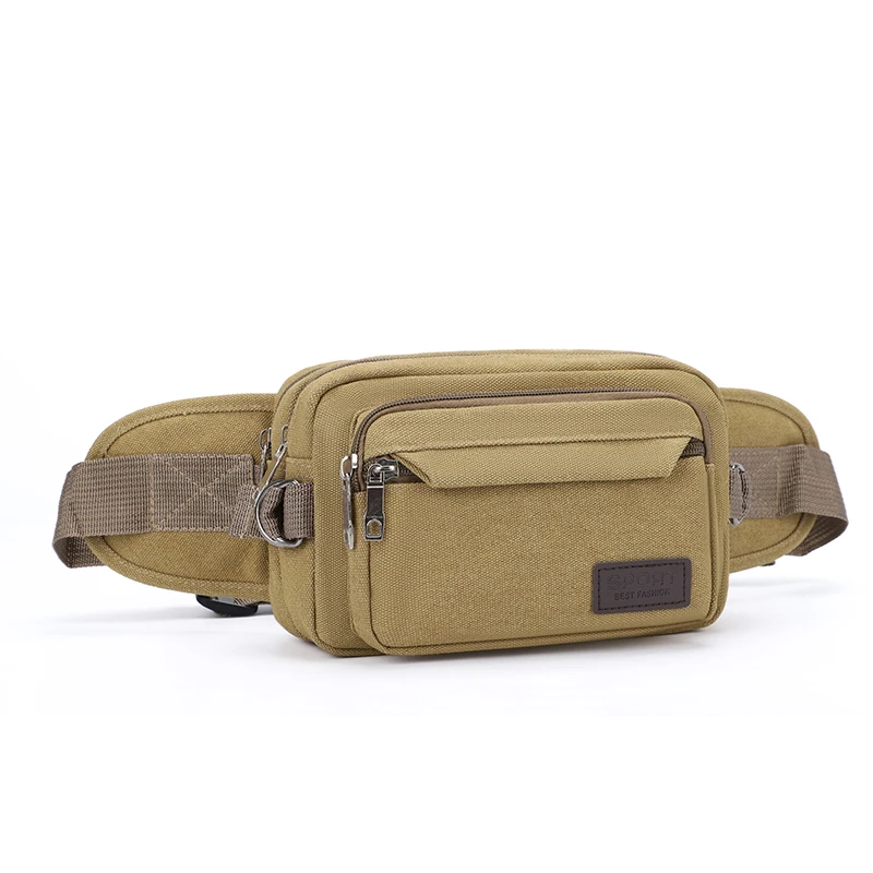 حقيبة خصر قماشية ذات سعة كبيرة مع سحاب للإغلاق، متينة، مثالية للمشي لمسافات طويلة والتنقل والأنشطة الخارجية، خصر رياضي ب