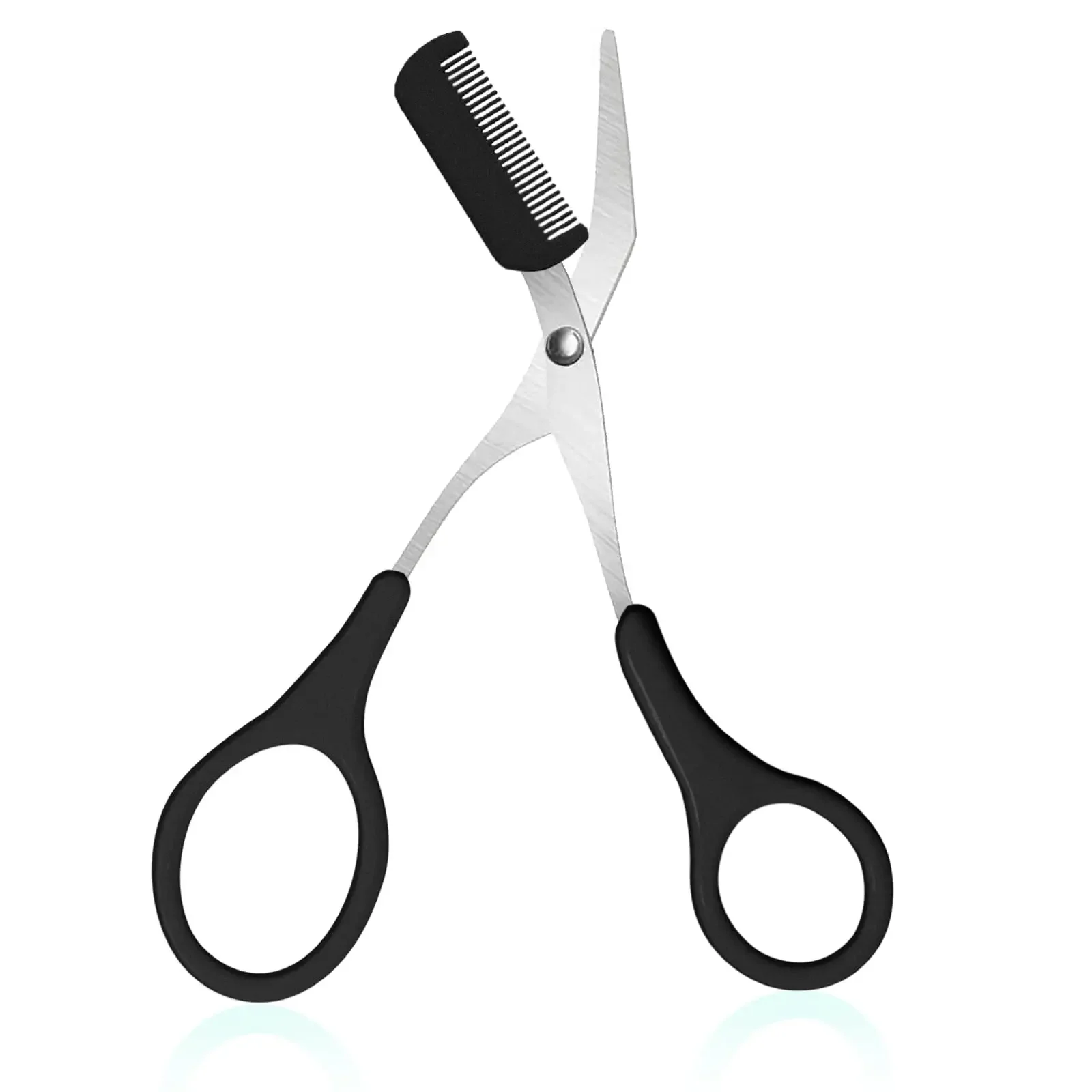 1 pçs aparador de sobrancelha, tesoura de sobrancelha de aço inoxidável com pente, tesoura de aparar sobrancelha remoção de cabelo ferramentas de beleza para mulher