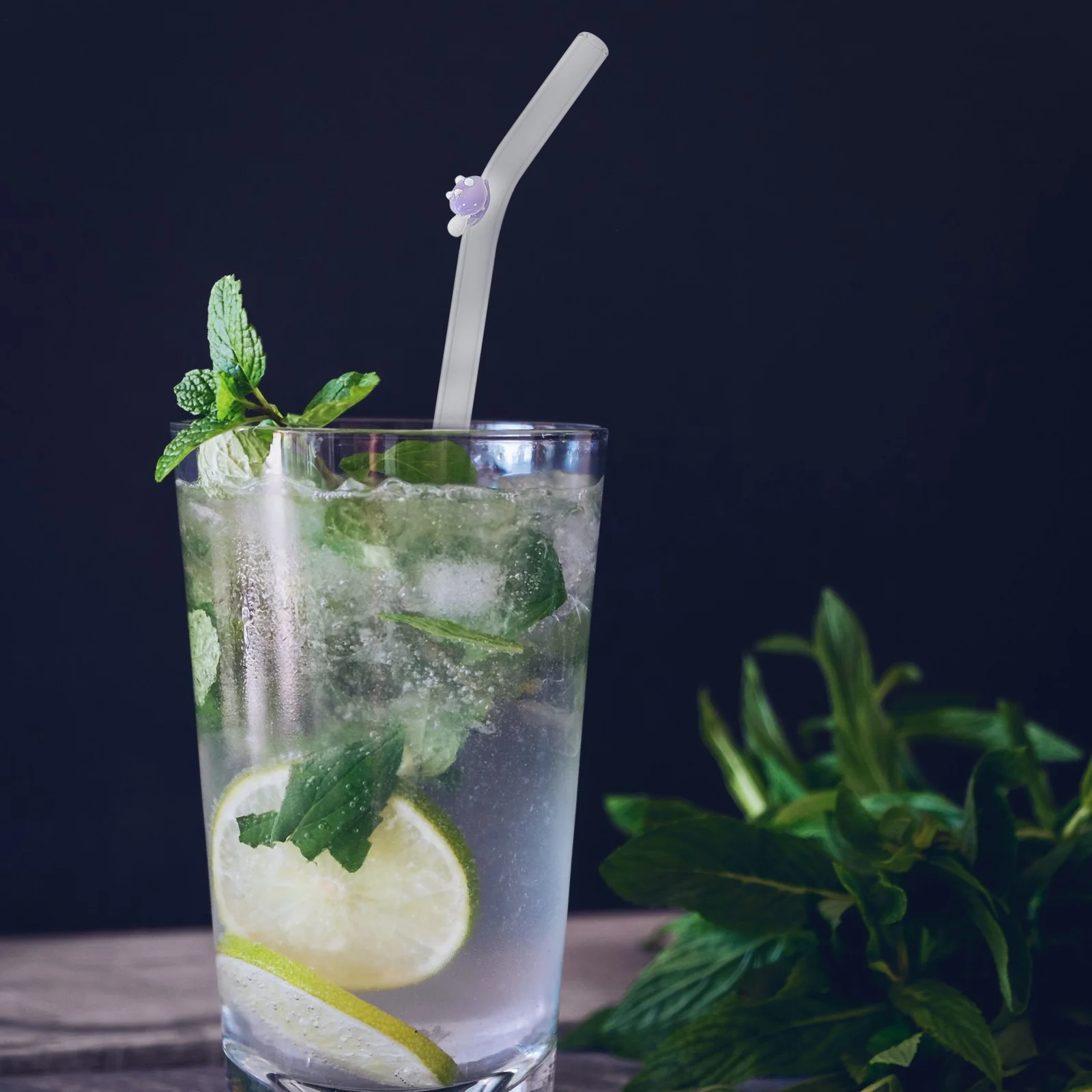 

1Set Transparent Mushroom Glass Drinking Straw Reusable Washable Juice Straw Stainless Steel Brush Clear Glass Straws