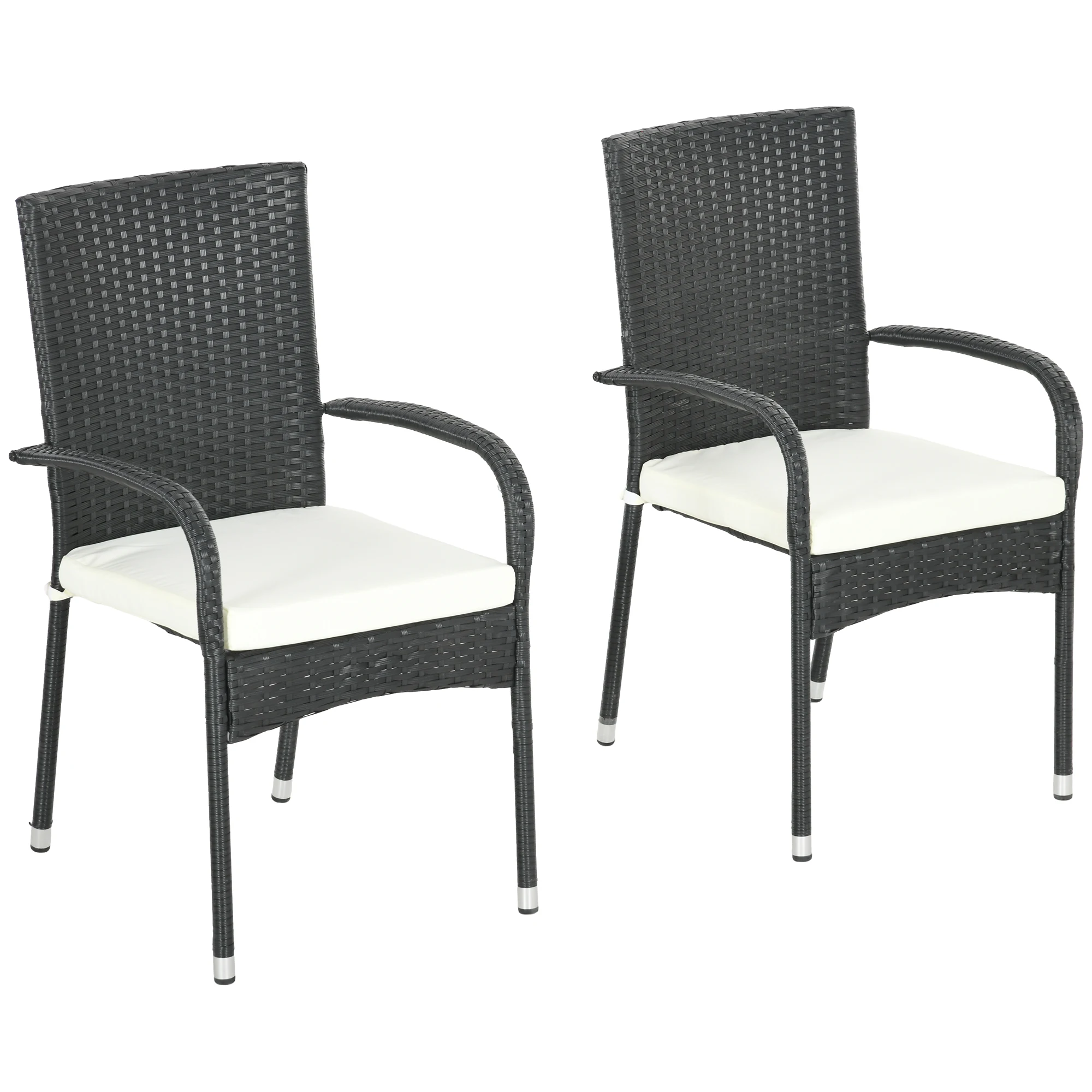 

Outsunny Outdoor Dining Chairs w/ Cushion Patio Wicker Dining Chair, White