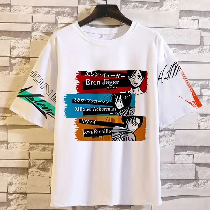أنيمي لعبة هجوم على تيتان الملابس الإناث الذكور الكابتن أجنحة الحرية قصيرة الأكمام الطرفية ثنائي الأبعاد إرين تي شيرت