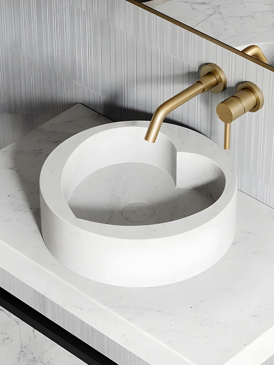 

Nordic light luxury creative marble inner wash basin balcony bathroom washbasin villa hotel countertop