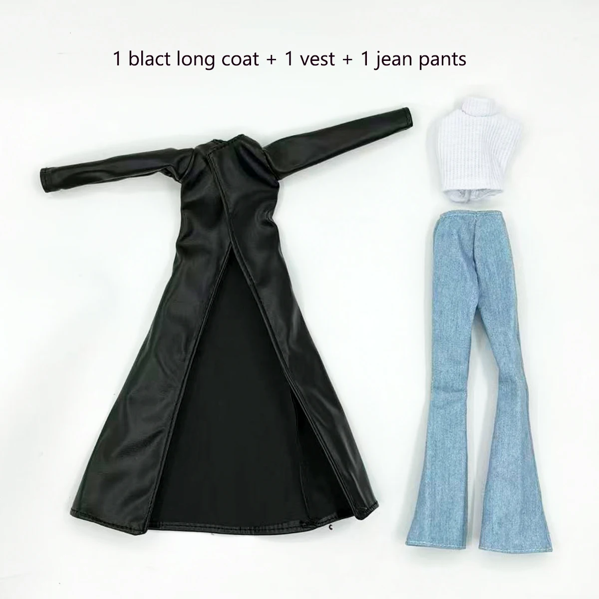 Modisches langes Jacken-Set für 11,5-Zoll/30-cm-Puppen, Puppenkleidung im Supermodel-Stil, lässige Weste, Jeans, langer Anzug, Jacke für 1/6-Puppen – Detail 6