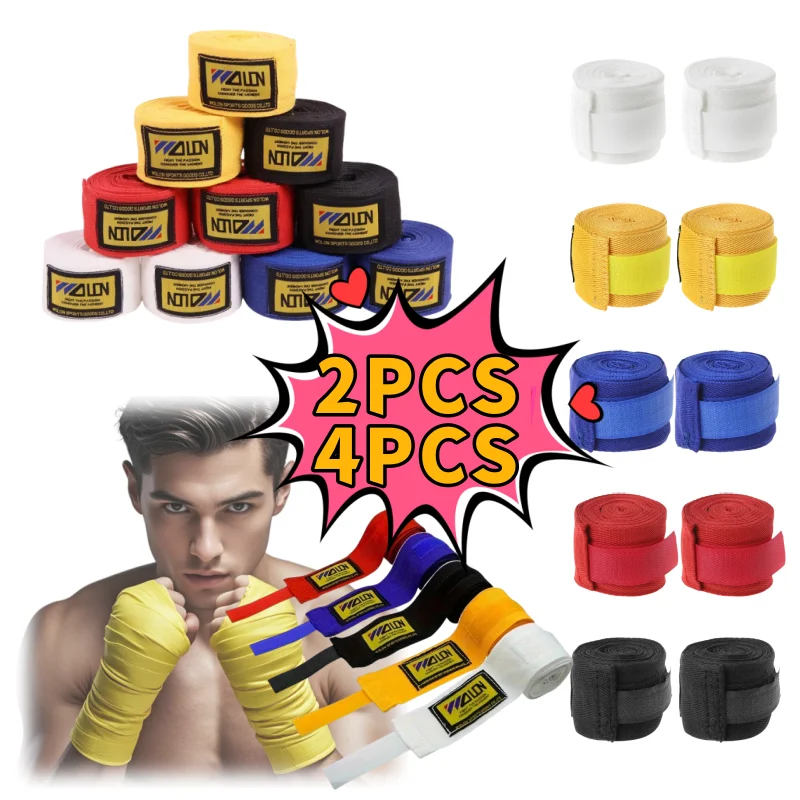 4-2Pcs 1.5/2.5/3/5M Boxing Training Bandage Cotton Sport Bandage Sandal Taekwondo Glove Bag Boxing Sports Belt Fitness Equipment