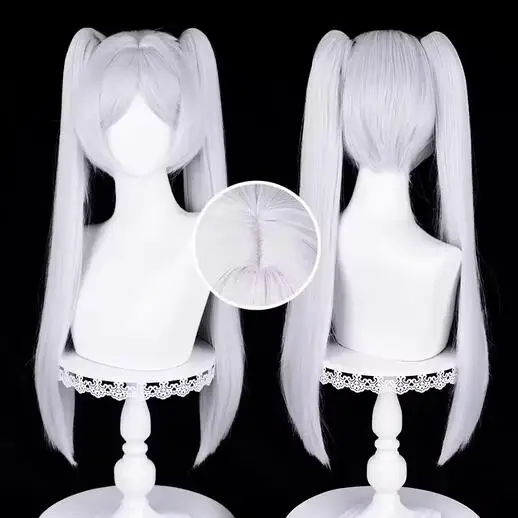 

Anime Frieren Cosplay Wig Silver White Two Ponytails Heat Resistant Synthetic Hair Wigs
