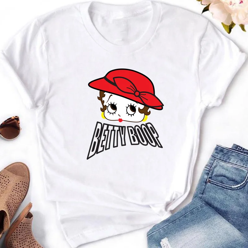 Koszulka Disney Betties damska Retro modna T-shirt z krótkim rękawem Y2k odzież damska Y2K casualowe bluzki bluzki damskie koszulka