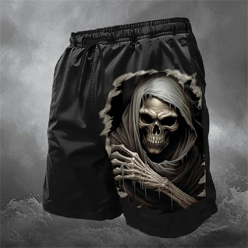 Trend Skull Pattern Beach Shorts For Men Fashion Summer Cool 3D Printed Swim Trunks Loose Streetwear Hip Hop Kids Short Pants - Image 4
