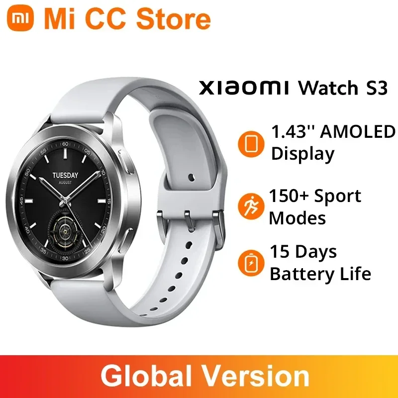 

Xiaomi Watch S3 Global Version 1.43" AMOLED Screen Smartwatch 5ATM Waterproof Blood Oxygen GNSS GPS 486mAh Battery