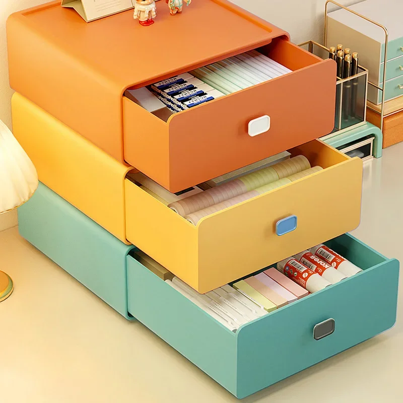 

Colorful Desktop Stackable Organizer Drawer Office Accessories Storage Box Makeup Plastic Storage Container Bathroom Storage