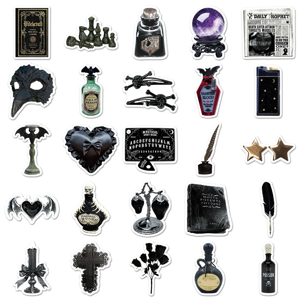 10/30/50 قطعة القوطية الظلام نمط الساحرة ملصقات مقاوم للماء الكتابة على الجدران محمول سكيت سيارة كول الرعب هالوين ملصق يدوي الصنع حزم