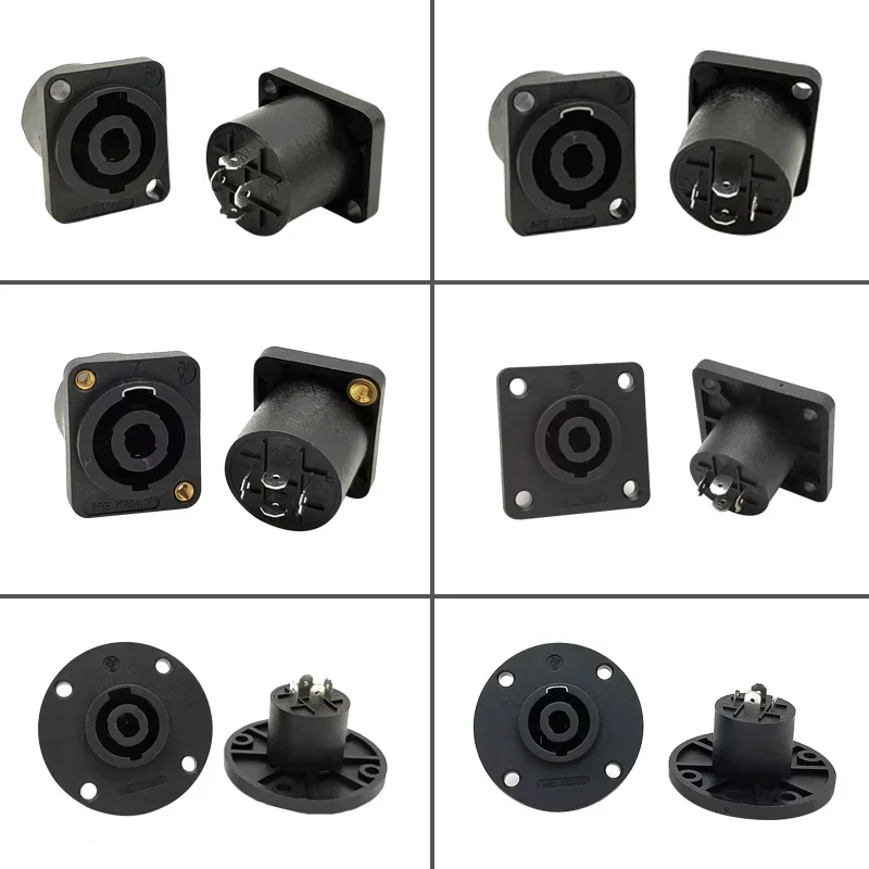 5/20Pcs 4Pin Speakon Connectors Type Socket 4Pole Plug 4-Core Female Audio Connector Socket with Square Round Base