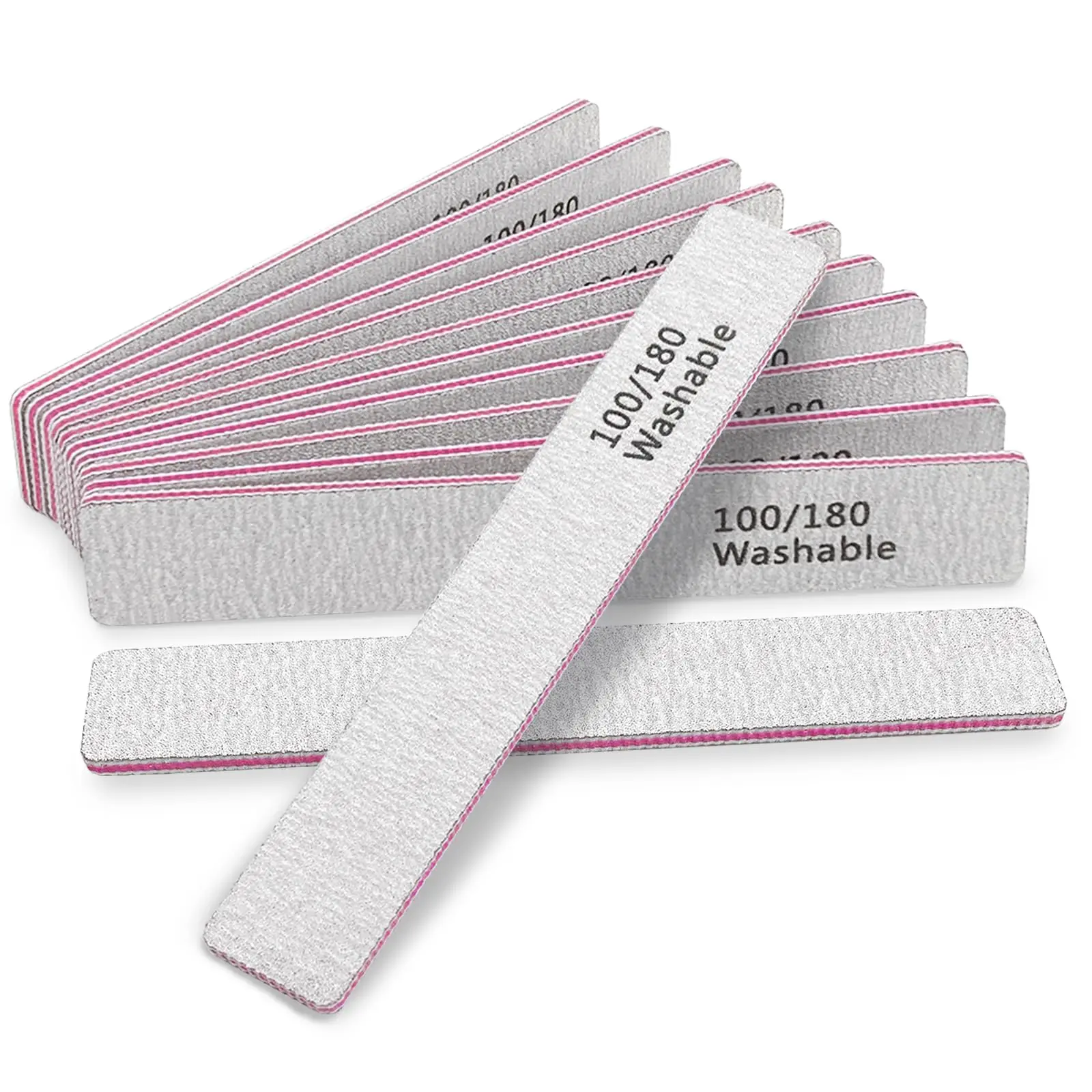 12 professional reusable nail files 100/180 double-sided washable nail files nail enhancement tools suitable for polyethylene na