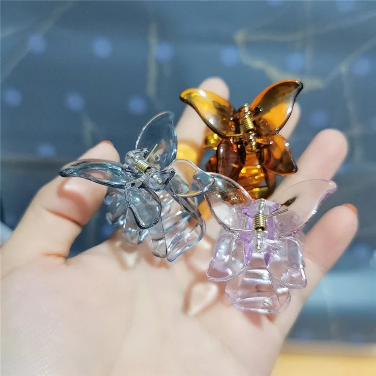 Butterfly Mini Hair Claw Clip Forest Fairy Small for Back Head Bun Retro Girly Cute Resin Non Slip for Daily Home Party