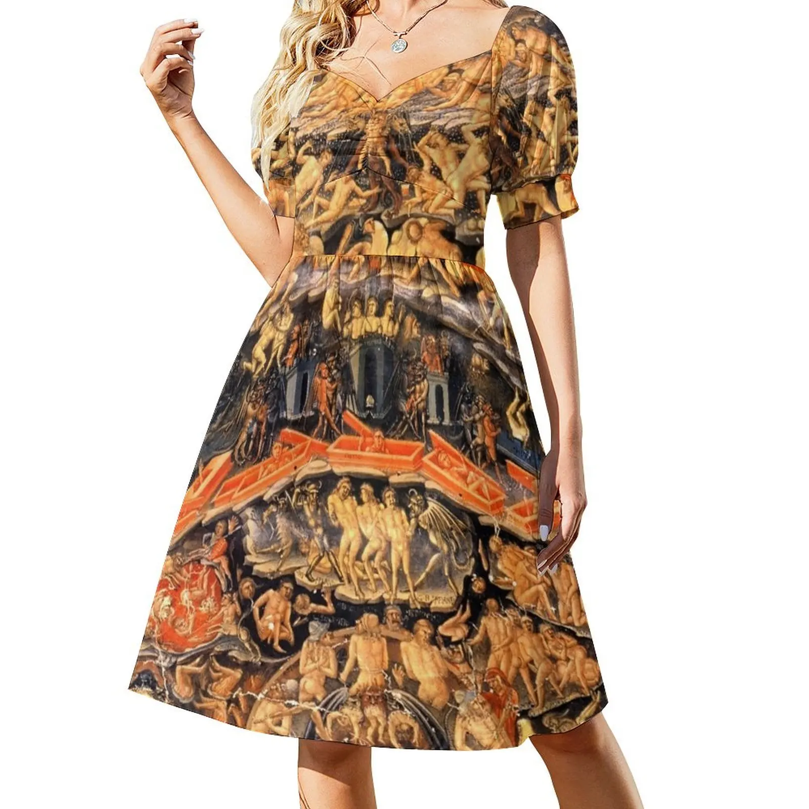 

HD Inferno, from the Divine Comedy, by Bartolomeo di Fruosino HIGH DEFINITION Short Sleeved Dress loose women's dress Dress