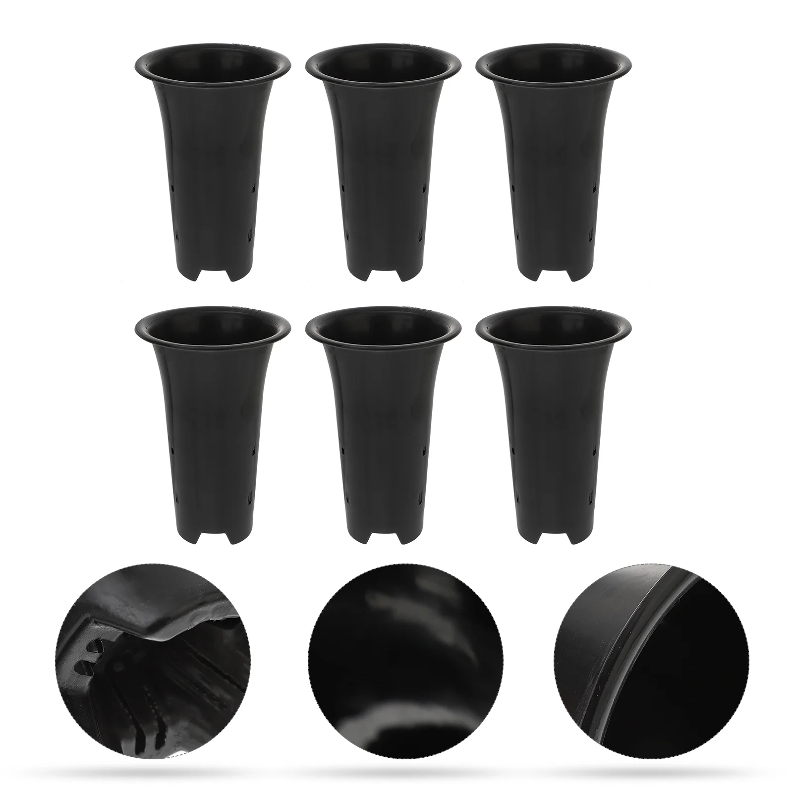 

6 Pcs Plant Special Pot for Orchids Nursery Pots Plastic Flower Heighten Black Planting Cups Containers
