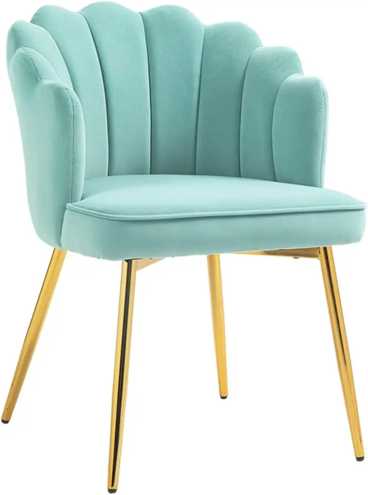 

Modern Velvet Chairs Comfy Upholstered Vanity Chairs For Bedroom Armchair Dining Chairs With Golden Metal Legs Petal Shape Ba