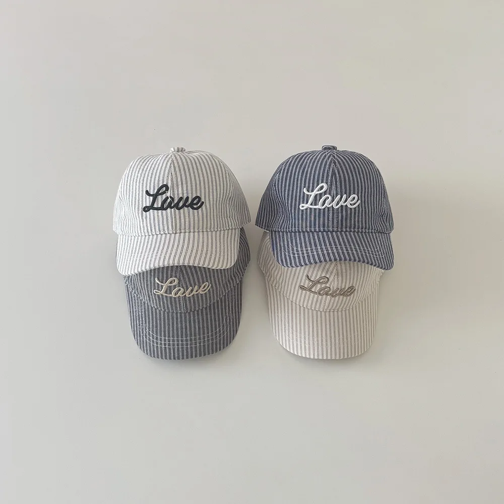 

Весенне-летние детские бейсболки с вышивкой букв, полосатые солнцезащитные кепки для мальчиков и девочек, осенние хлопковые детские шапки