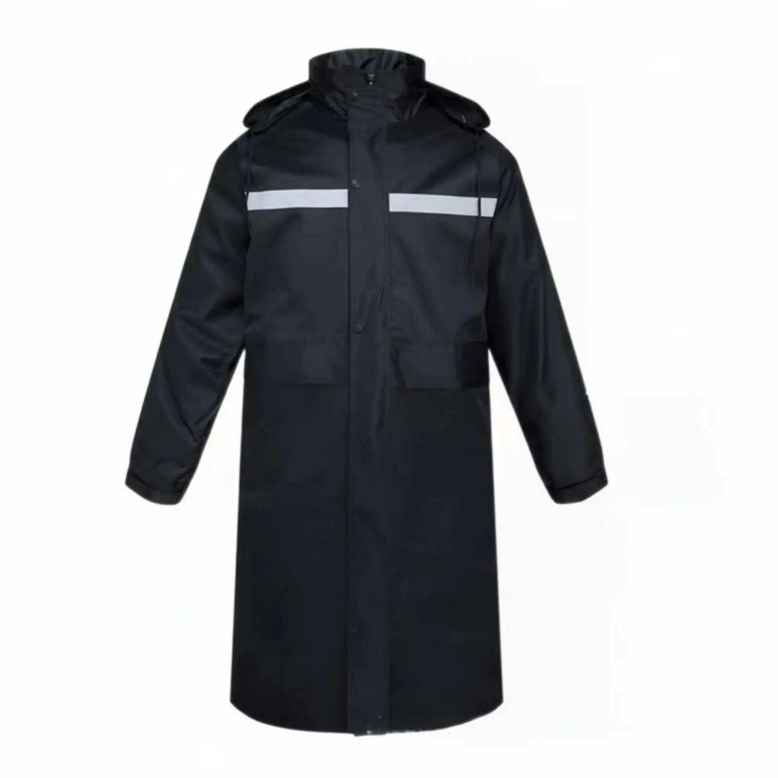 Long Reflective Raincoat Windproof Full Body Rain Jacket Reflective Jacket for Security Guards, Hikers, Outdoor, Hiking, Work