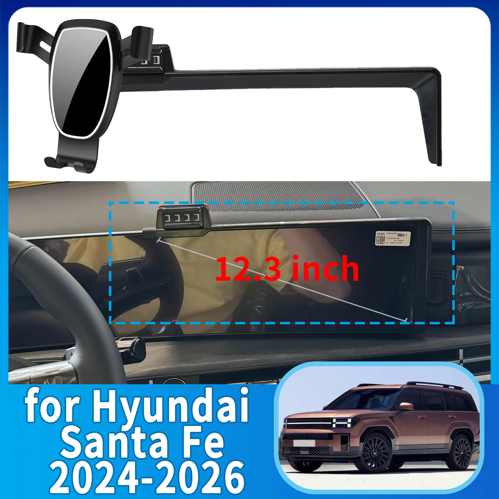 

fit for Hyundai Santa Fe 2024 2025 2026 Anti-Shake Screen Base Phone Holder Mount Stand ​​ Dedicated Car​​ accessoires
