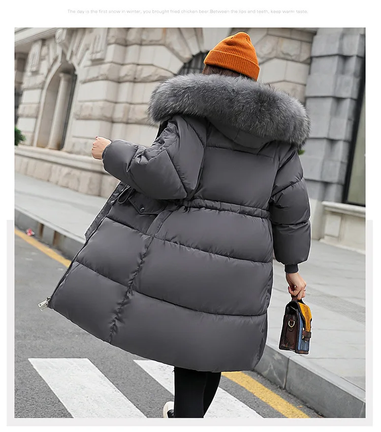 Korean Fashion Winter Solid Color Long-sleeved Down Cotton Jacket Women Bread Fur Collar 2026 New Korean Version Thickened Coat