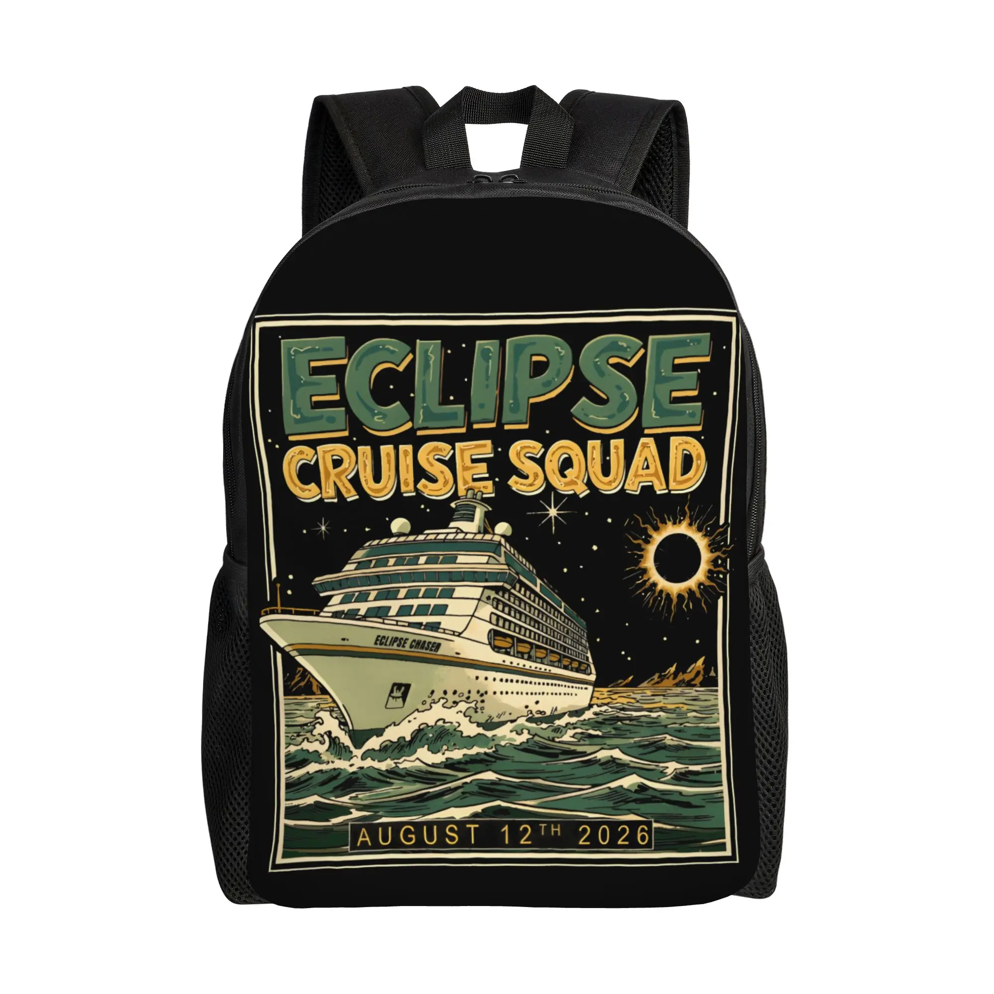 Total Solar Eclipse 2026 Cruise Squad - August 12th Backpack for Men Women Fashion Student Daypack  Laptop Canvas Bags Gift