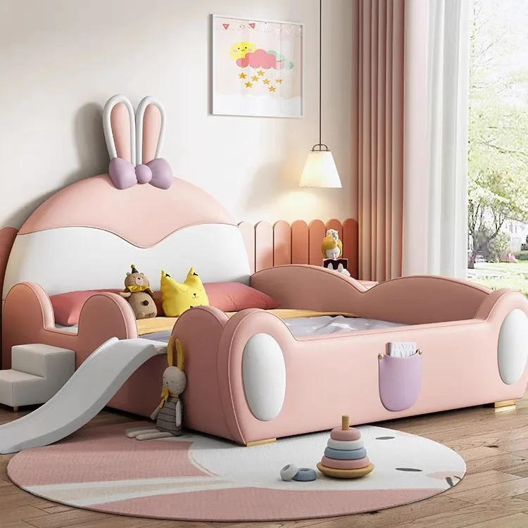 

*Modern Children's Bed Princess for Kids Storage Storage king Soft Child for Girls pink