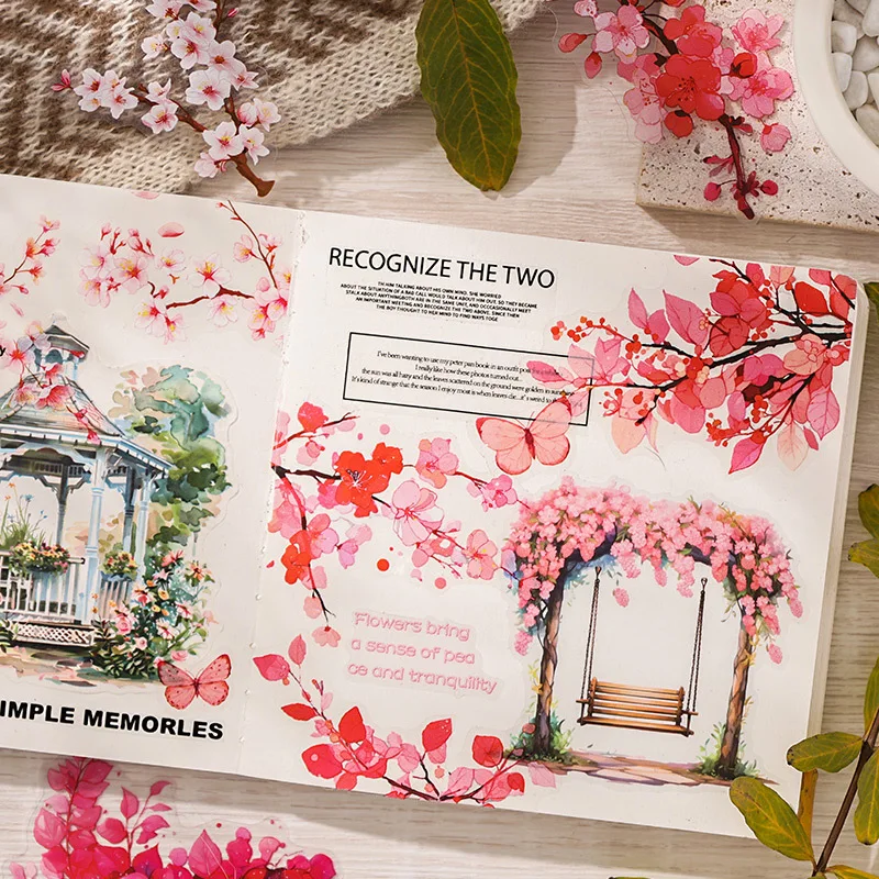 Card Lover 20 Pcs [Chunyu Muye Series] Plant and Flower Theme Stickers PET Sticker Paper Scrapbooking Material Scrapbook Kit