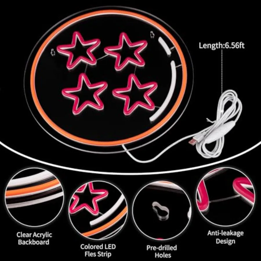 Anime Neon Sign Led Night Lights for Room Decor, Ball Neon Signs for Wall Decor, USB Powered Adjustable Brightness LED Lights f