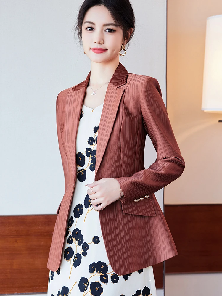 Fashion Ladies Blazer Women Black Blue Red Yellow Long Sleeve Female Business Work Wear Slim Formal Jacket For Autumn Winter