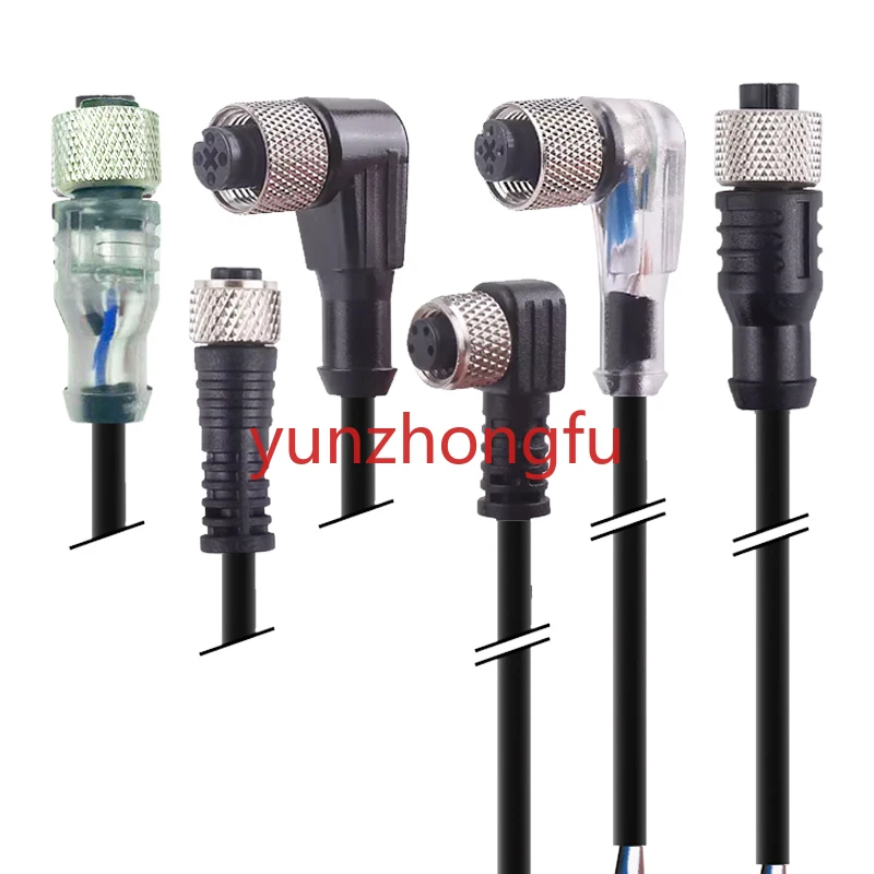 

M12 Aviation Plug Cable/straight/elbow/3 Cores 4 Cores 5 Cores/2 Meters 5 Meters/black, Gray, Orange Male and Female Plugs