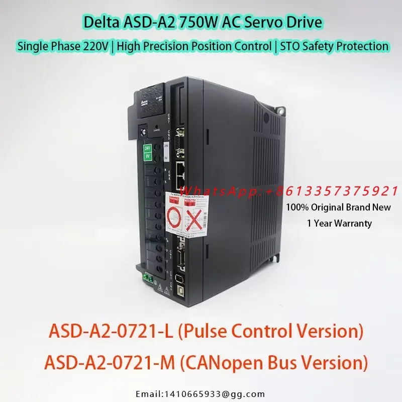 100% ASD-A2-0721-L/ASD-A2-0721-M 750W AC 220V 7.6A Servo Drive Pulse CANopen Type CNC Woodworking Machine