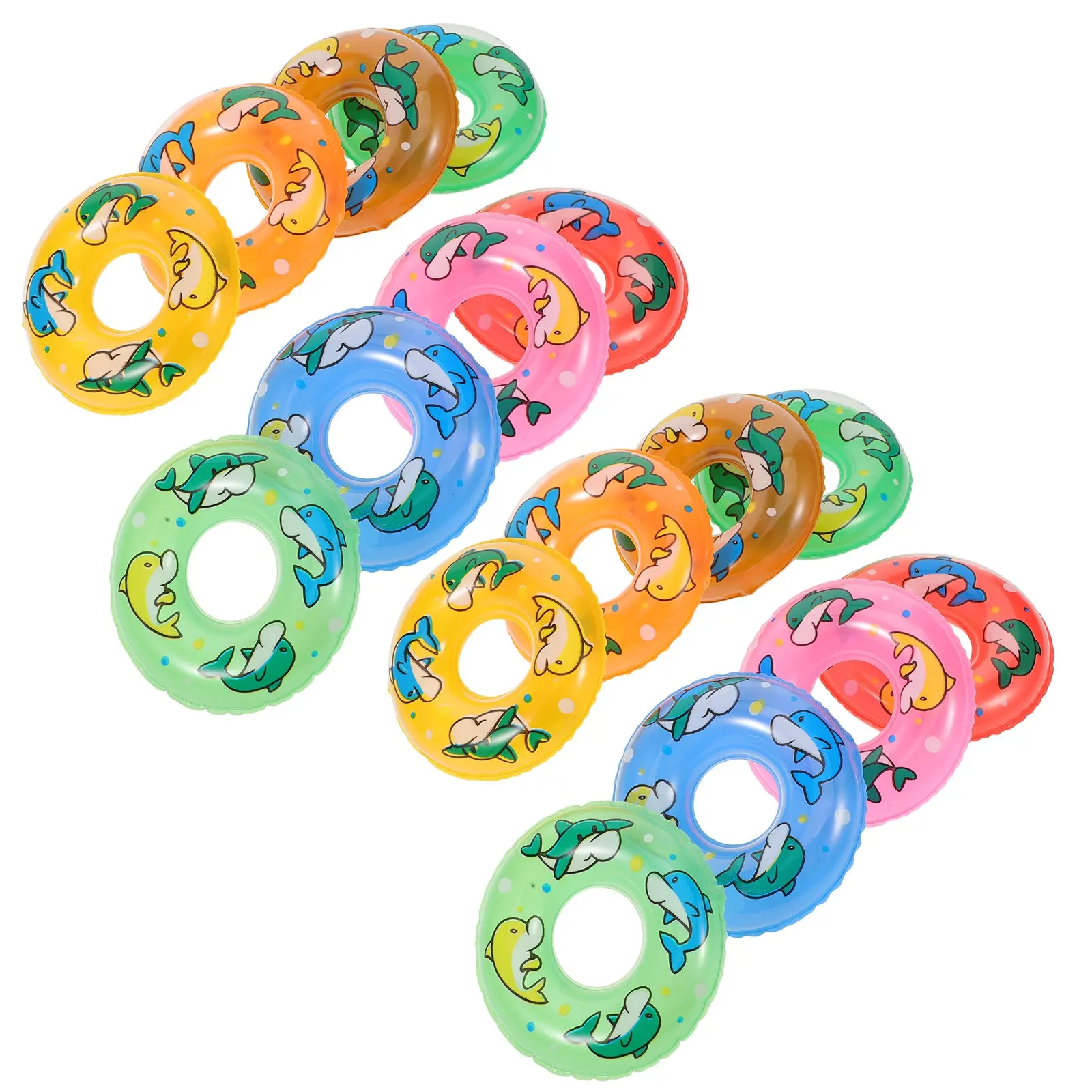 

48Pcs Mini Dolphin Inflatable Swimming Rings Reusable PVC Dollhouse Floating Props Summer Beach Pool Party Supplies