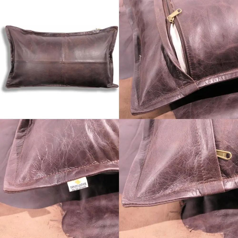 

100% Lambskin Leather Pillow Cover - Sofa Cushion Case - Elegant Throw Covers for Living Room and Bedroom Decor
