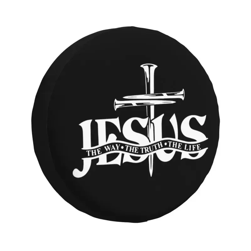 Jesus The Way The Truth The Life Spare Tire Cover for Prado Pajero Jeep Christ Catholic 4WD 4x4 Trailer Car Wheel Protector