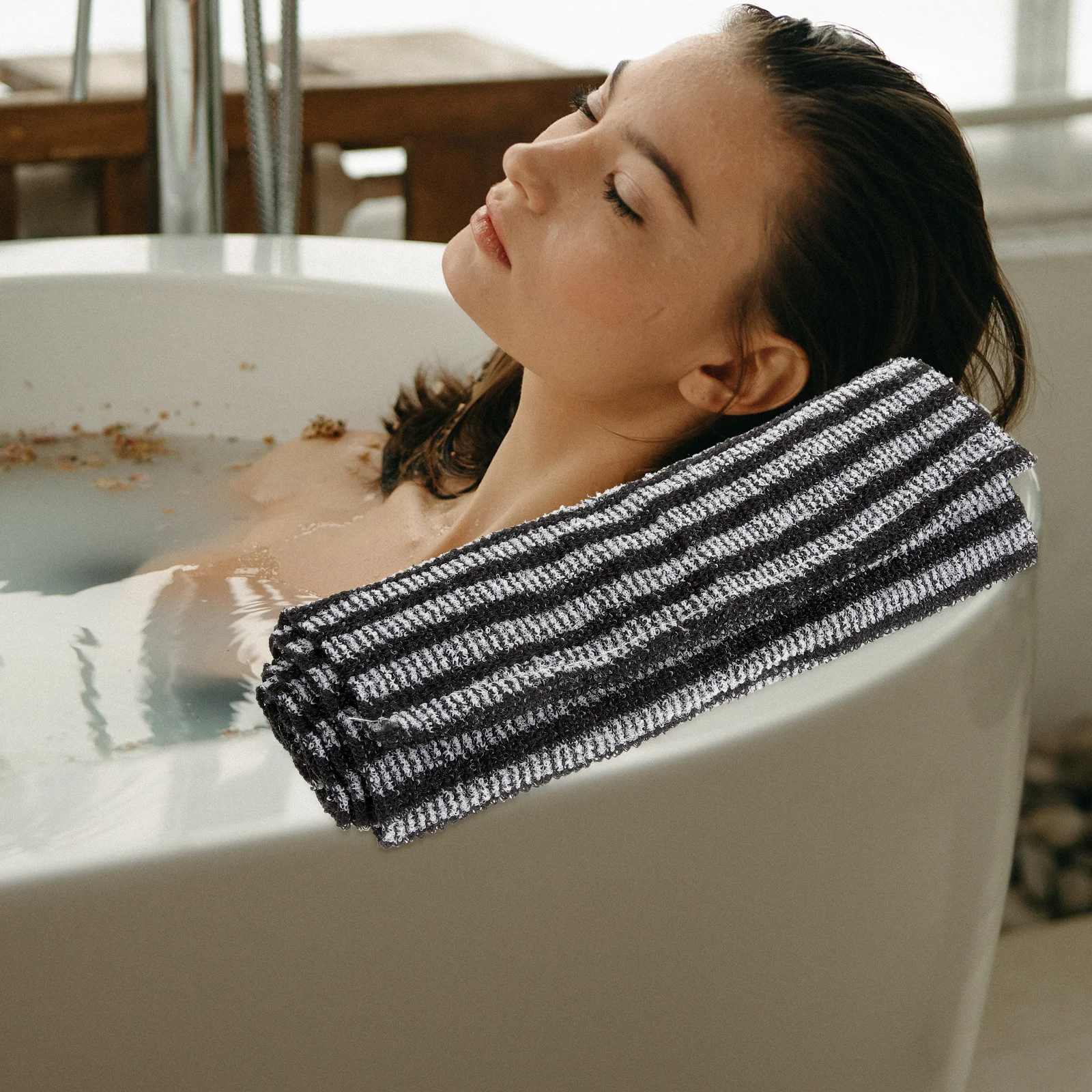 

1pc Jacquard Back Towel Foldable Exfoliating Bath Cloth Bath Exfoliating Towel For Deep Cleaning Shower Washing Tool