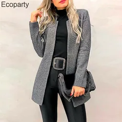 Winter Women's Windbreaker Coat Temperament Commuting Medium Long Woolen Coats Small Stand Collar Coat Cardigan for Female